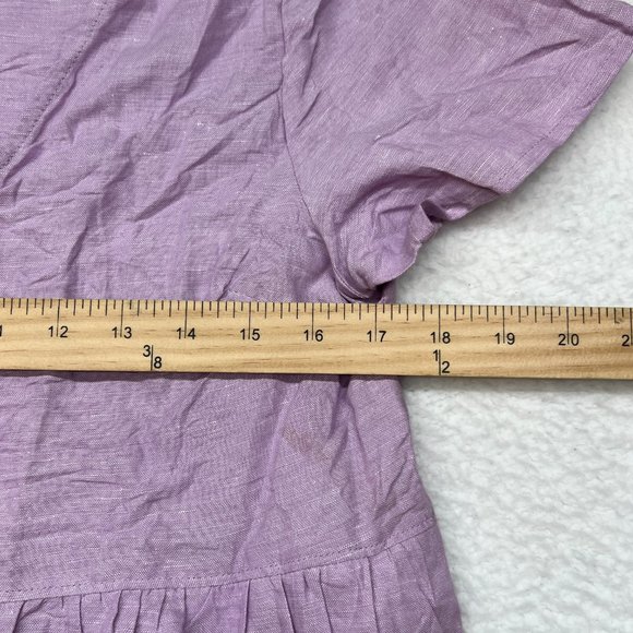 Madewell | Linen Blend Alexandra Button Front V Neck Mini Dress Lilac Lavender S - Picture 6 of 10